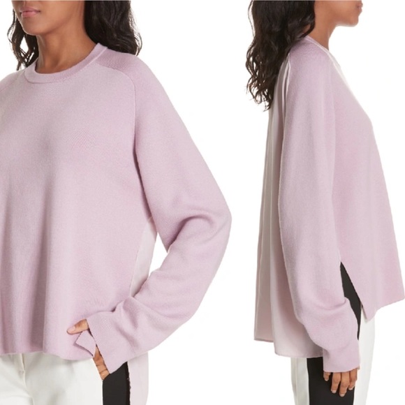 TIBI Silk Back Merino Wool Sweater In lilac - Picture 3 of 11